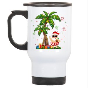 Santa Hawaiian Christmas Palm Tree Lights Xmas Stainless Steel Travel Mug