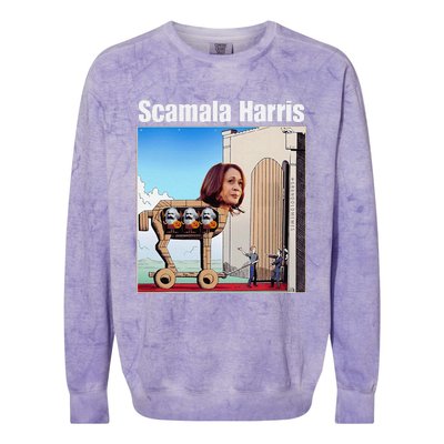 Scamala Harris Communism Trojan Horse Funny Trump 2024 Colorblast Crewneck Sweatshirt