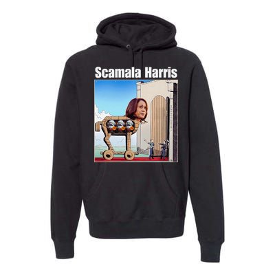 Scamala Harris Communism Trojan Horse Funny Trump 2024 Premium Hoodie