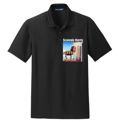 Scamala Harris Communism Trojan Horse Funny Trump 2024 Dry Zone Grid Polo