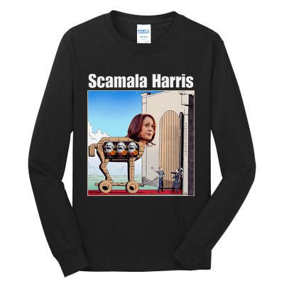 Scamala Harris Communism Trojan Horse Funny Trump 2024 Tall Long Sleeve T-Shirt