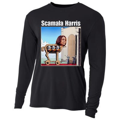 Scamala Harris Communism Trojan Horse Funny Trump 2024 Cooling Performance Long Sleeve Crew