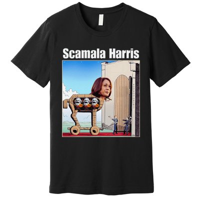 Scamala Harris Communism Trojan Horse Funny Trump 2024 Premium T-Shirt