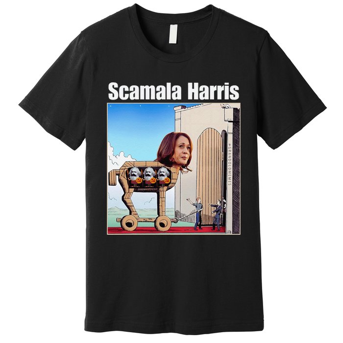 Scamala Harris Communism Trojan Horse Funny Trump 2024 Premium T-Shirt