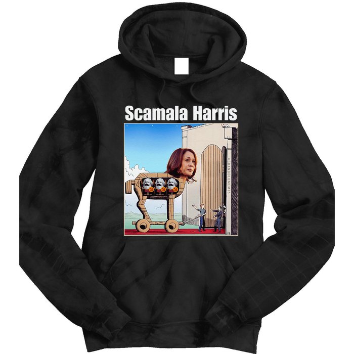 Scamala Harris Communism Trojan Horse Funny Trump 2024 Tie Dye Hoodie