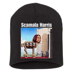 Scamala Harris Communism Trojan Horse Funny Trump 2024 Short Acrylic Beanie