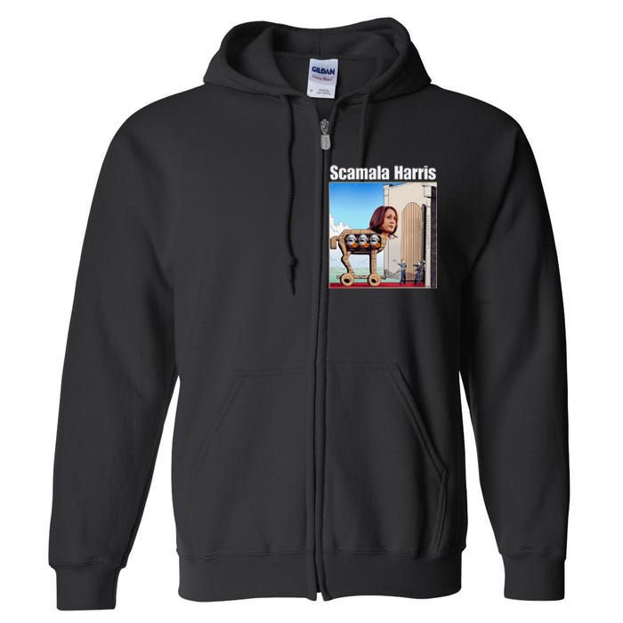 Scamala Harris Communism Trojan Horse Funny Trump 2024 Full Zip Hoodie