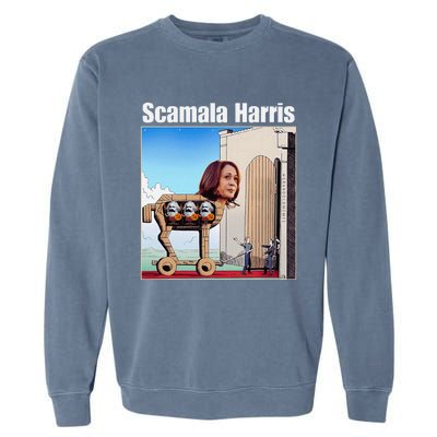 Scamala Harris Communism Trojan Horse Funny Trump 2024 Garment-Dyed Sweatshirt