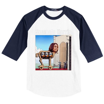 Scamala Harris Communism Trojan Horse Funny Trump 2024 Baseball Sleeve Shirt