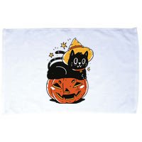 Spooky Halloween Cat Costume with Witch Hat and Pumpkin Microfiber Hand Towel