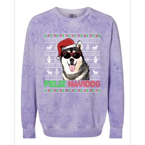 Siberian Husky Dog Feliz Navidog Funny Christmas Gift Colorblast Crewneck Sweatshirt