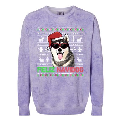 Siberian Husky Dog Feliz Navidog Funny Christmas Gift Colorblast Crewneck Sweatshirt