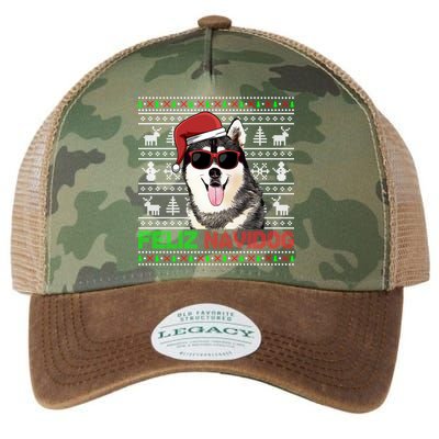 Siberian Husky Dog Feliz Navidog Funny Christmas Gift Legacy Tie Dye Trucker Hat