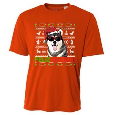 Siberian Husky Dog Feliz Navidog Funny Christmas Gift Cooling Performance Crew T-Shirt