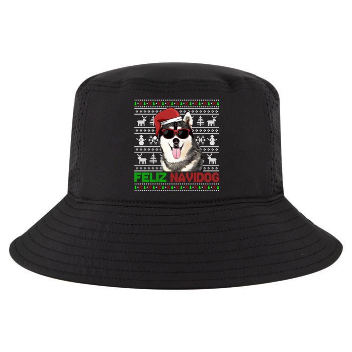 Siberian Husky Dog Feliz Navidog Funny Christmas Gift Cool Comfort Performance Bucket Hat