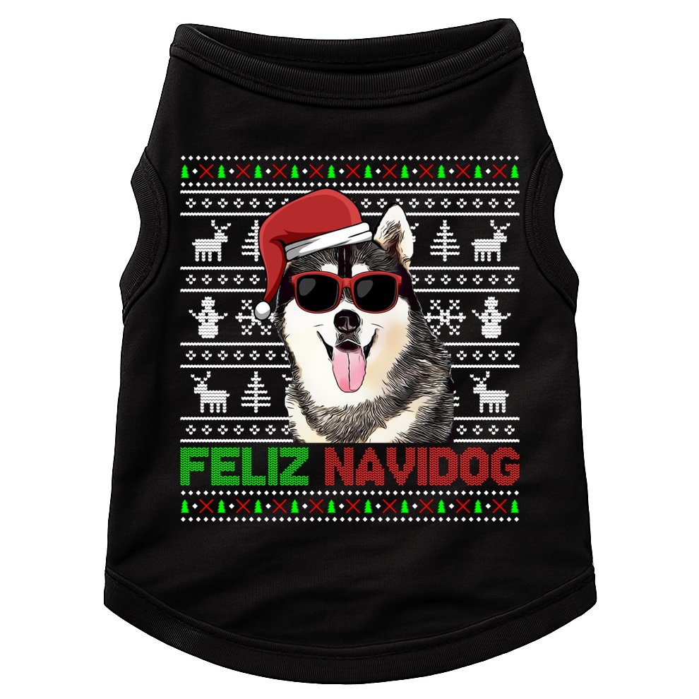 Siberian Husky Dog Feliz Navidog Funny Christmas Gift Doggie Tank