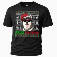 Siberian Husky Dog Feliz Navidog Funny Christmas Gift Cooling Performance Crew T-Shirt