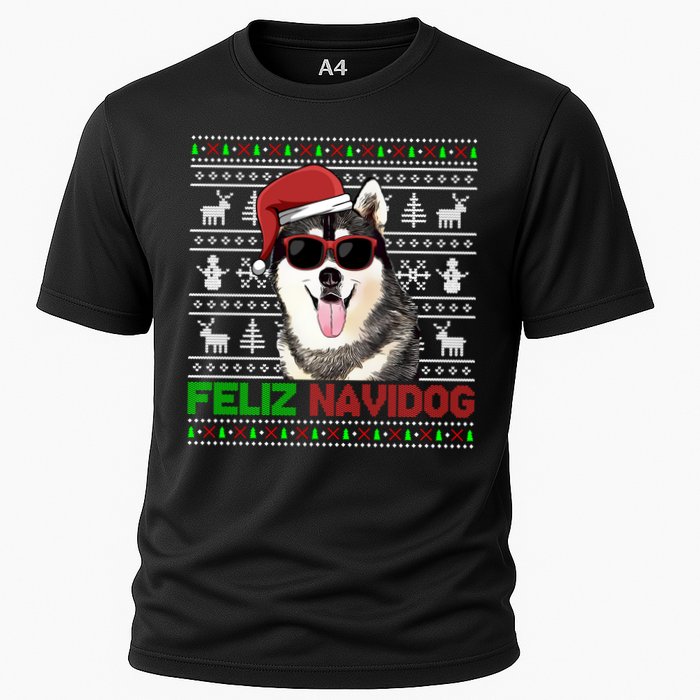 Siberian Husky Dog Feliz Navidog Funny Christmas Gift Cooling Performance Crew T-Shirt