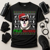 Siberian Husky Dog Feliz Navidog Funny Christmas Gift Cooling Performance Crew T-Shirt