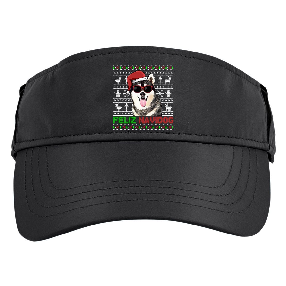 Siberian Husky Dog Feliz Navidog Funny Christmas Gift Adult Drive Performance Visor