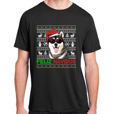 Siberian Husky Dog Feliz Navidog Funny Christmas Gift Adult ChromaSoft Performance T-Shirt