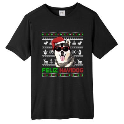 Siberian Husky Dog Feliz Navidog Funny Christmas Gift Tall Fusion ChromaSoft Performance T-Shirt