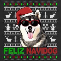 Siberian Husky Dog Feliz Navidog Funny Christmas Gift 11oz C Handle Ceramic Mug