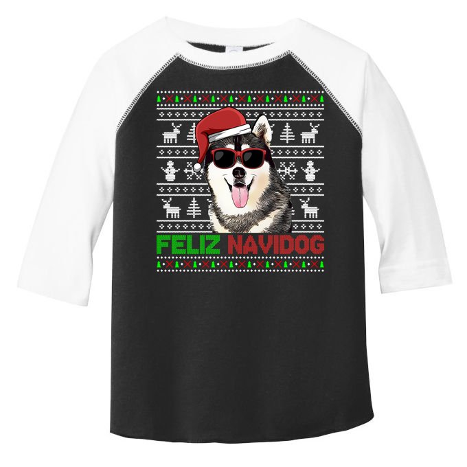 Siberian Husky Dog Feliz Navidog Funny Christmas Gift Toddler Fine Jersey T-Shirt