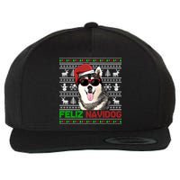 Siberian Husky Dog Feliz Navidog Funny Christmas Gift Wool Snapback Cap