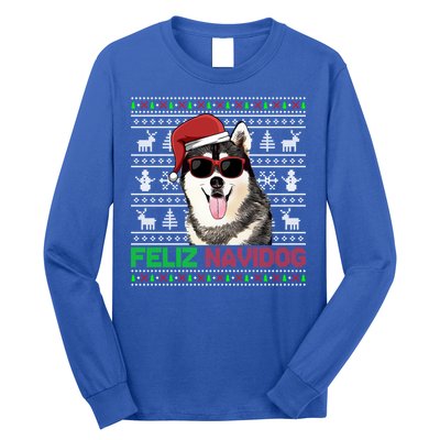 Siberian Husky Dog Feliz Navidog Funny Christmas Gift Long Sleeve Shirt