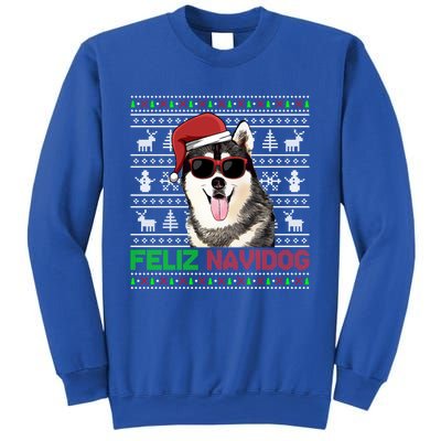 Siberian Husky Dog Feliz Navidog Funny Christmas Gift Sweatshirt