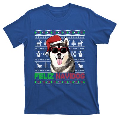 Siberian Husky Dog Feliz Navidog Funny Christmas Gift T-Shirt