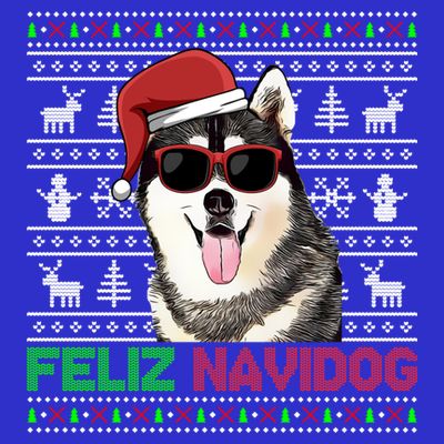 Siberian Husky Dog Feliz Navidog Funny Christmas Gift T-Shirt