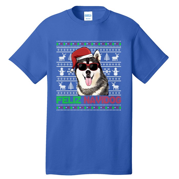 Siberian Husky Dog Feliz Navidog Funny Christmas Gift Tall T-Shirt