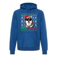 Siberian Husky Dog Feliz Navidog Funny Christmas Gift Premium Hoodie