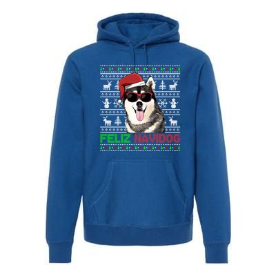 Siberian Husky Dog Feliz Navidog Funny Christmas Gift Premium Hoodie