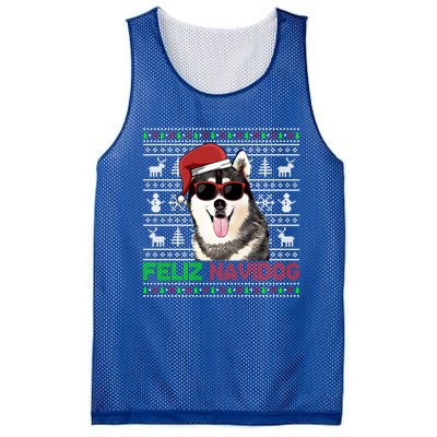 Siberian Husky Dog Feliz Navidog Funny Christmas Gift Mesh Reversible Basketball Jersey Tank