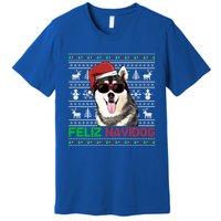 Siberian Husky Dog Feliz Navidog Funny Christmas Gift Premium T-Shirt