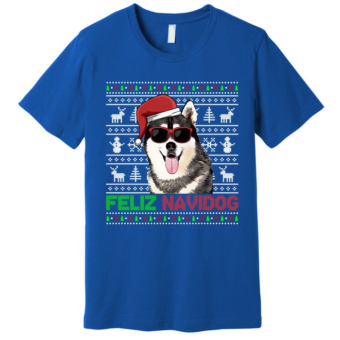 Siberian Husky Dog Feliz Navidog Funny Christmas Gift Premium T-Shirt