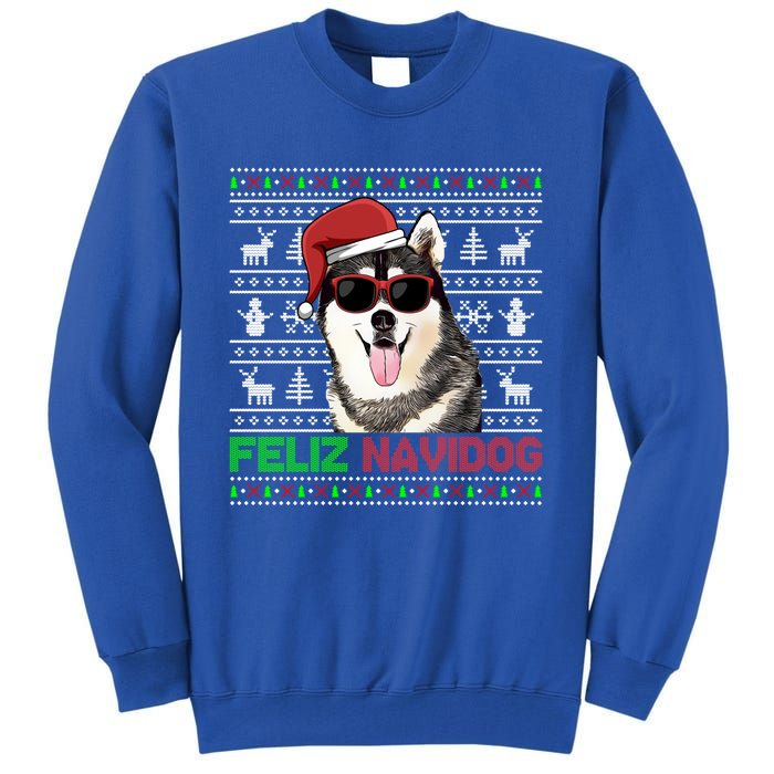 Siberian Husky Dog Feliz Navidog Funny Christmas Gift Tall Sweatshirt