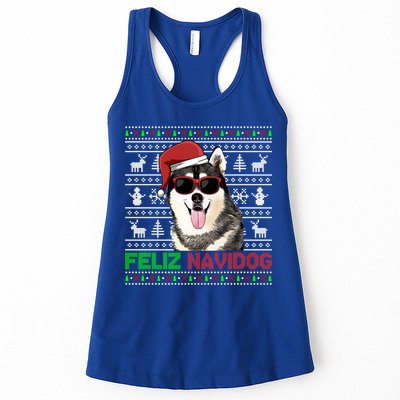 Siberian Husky Dog Feliz Navidog Funny Christmas Gift Womens Tank Top