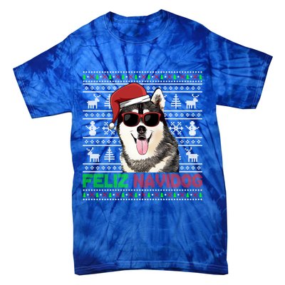 Siberian Husky Dog Feliz Navidog Funny Christmas Gift Tie-Dye T-Shirt