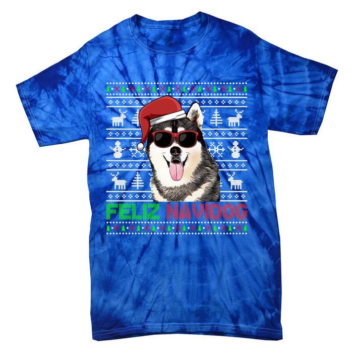 Siberian Husky Dog Feliz Navidog Funny Christmas Gift Tie-Dye T-Shirt