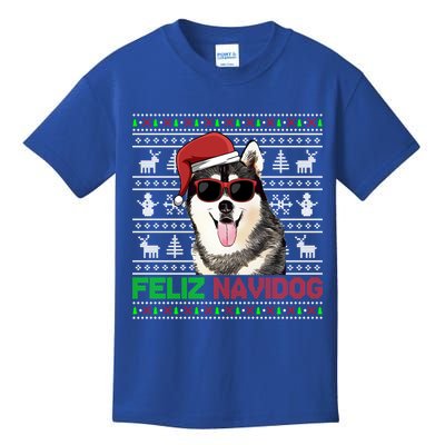 Siberian Husky Dog Feliz Navidog Funny Christmas Gift Kids T-Shirt