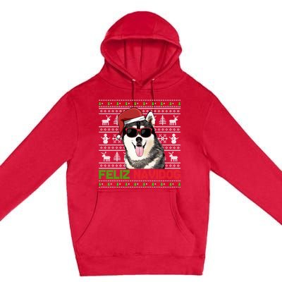 Siberian Husky Dog Feliz Navidog Funny Christmas Gift Premium Pullover Hoodie