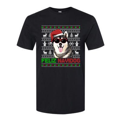 Siberian Husky Dog Feliz Navidog Funny Christmas Gift Softstyle CVC T-Shirt