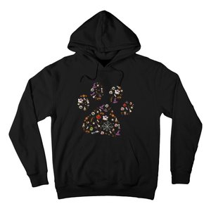 Spooky Halloween Dog Accessories Paw Print Candy Pumpkin Ghost Hoodie