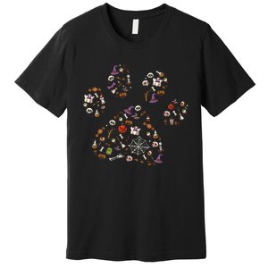 Spooky Halloween Dog Accessories Paw Print Candy Pumpkin Ghost Premium T-Shirt