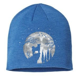 Siberian Husky Dog Full Moon At Night Funny Gift Dogs Sibarian Husky Great Gift Sustainable Beanie