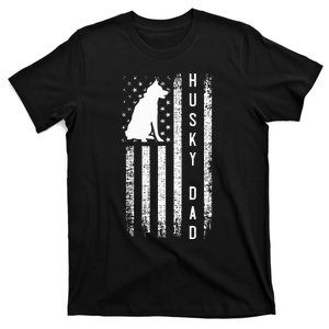 Siberian Husky Dog Breed American Flag Husky Lover Dog Dad T-Shirt